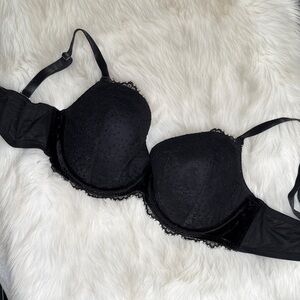 Victoria's Secret Dream Angels 38DD Textured, Sheer, Velour, Lace Black Bra